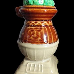 Vintage Ceramic Vase with Brown and Cream Accents